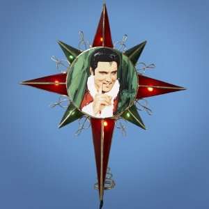  12.5 Lighted Red & Green Elvis Presley in Santa Suit Star 