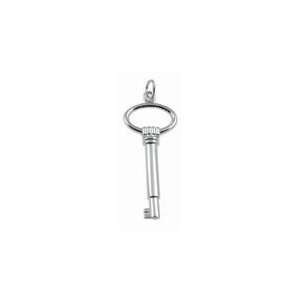 Large Skeleton Key Charm in White Gold Jewelry