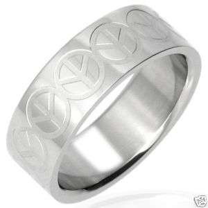 Peace Sign Silver Stainless Steel Thumb Ring Size 6  