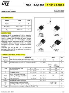 TYN412 TYN412RG Pb Free RoHS SCR 12A 400V ST V  