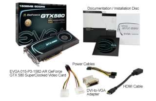 NEW eVGA SuperClocked Nvidia GeForce GTX 580 1.5GB GDDR5 Gaming 