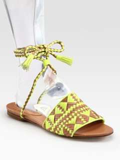 Rebecca Minkoff   Baha Tie Up Two Tone Leather Sandals