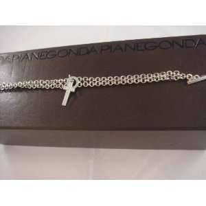   glitter cross silver bracelet with diamonds. ITALY 