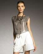 Jean Paul Gaultier Embroidered Linen Shorts   