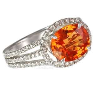  Diamonds and Electric Spessartite Garnet Gemstone Ring (6) Jewelry