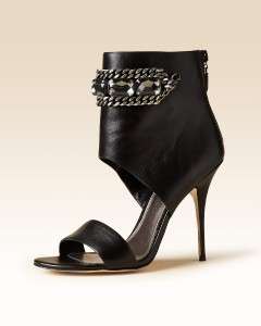 Bebe Kardashians Black Leather Jeweled Bootie Heels 8  
