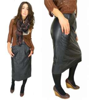   WAISTED Lambskin Leather Slit DIVA Long SKIRT Sz S/M waist~27  