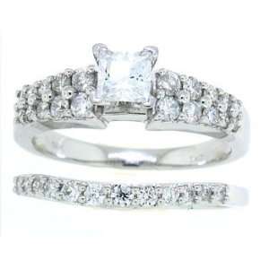  1.22Ct TW Round Diamond Engagement and Wedding Ring Set in 