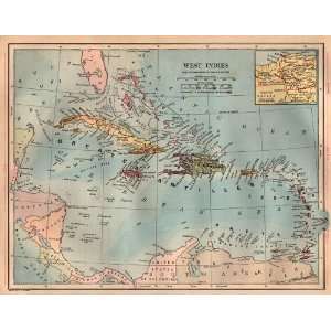    Butler 1887 Antique Map of the West Indies