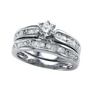  1.00 cttw Round Diamonds Wedding Engagement Ring Set in 14 