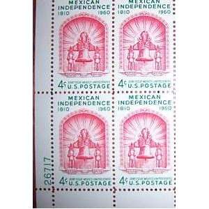 1157   1960 4c Mexican Independence Postage Stamp Numbered Plate 