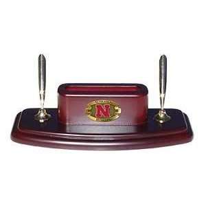 Nebraska Cornhuskers Wooden Desk Set W/Pens/Card Holder NCAA College 