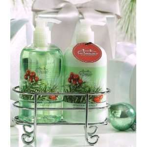  Winter Forest Hand Soap & Hand Lotion with Chrome Caddy 