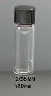72 pcs Clear 1/2 Dram Glass Vials (12X35MM)W/Caps  
