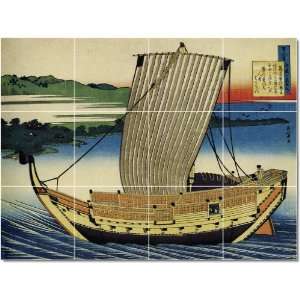 Katsushika Hokusai Ukiyo E Tile Mural Interior Design  18x24 using 