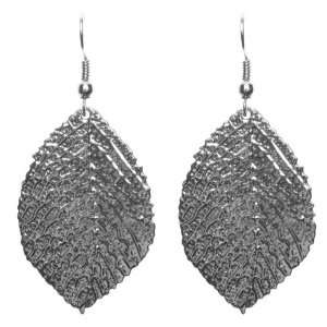  Stamped Foil Leaf Earrings, Silver Jewelry