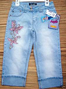 ANGELS SO SWEET HIPSTER CAPRIS PINK DENIM JEANS 10 NEW  