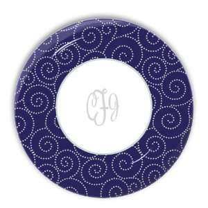 Indigo Blue Swirl Personalized Melamine Plate