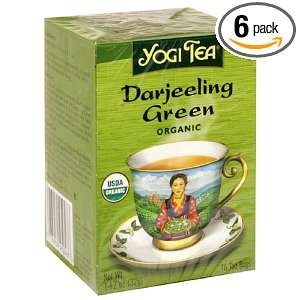 Yogi Tea Darjeeling Green Tea, Tea Bags, 16 Count Boxes (Pack of 6 