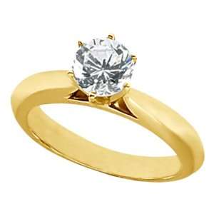  Six Prong 18k Yellow Gold Solitaire Engagement Ring 