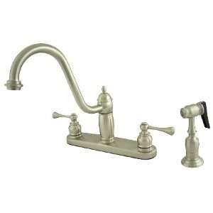   Nickel Heritage Double Handle 8 Centerset Kitchen Faucet with Metal