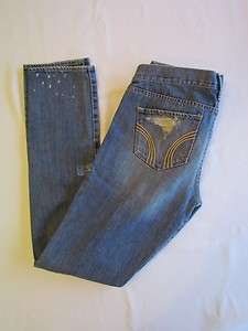 Hollister Womens Destroyed Jeans Denim Light Wash Size 7 Waist 28 NWT 