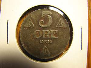 Norway 1920 5 ore key date a very nice coin  