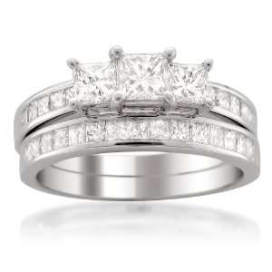   cut Three Stone Diamond Bridal Set Ring (2 cttw, H I, I1 I2) Jewelry