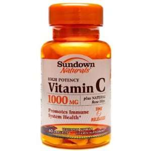  Sundown Naturals  Vitamin C, 1000mg, plus Rose Hips TR, 60 