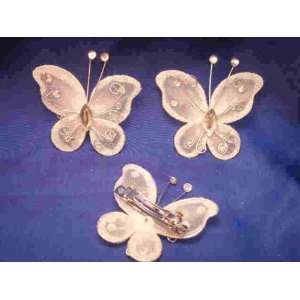  2 Butterfly Hair Clips Barrettes Bow with Metal Clip 