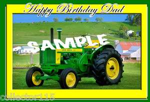 Big Green John Deere Tractor 1/4 sheet Edible Cake Topper  