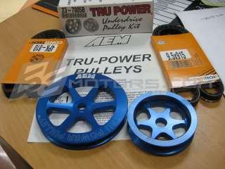AEM Tru Power Pulleys increase power by reducing the parasitic drag 