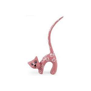  Ceramic statuette, Pink Cat Loves Me