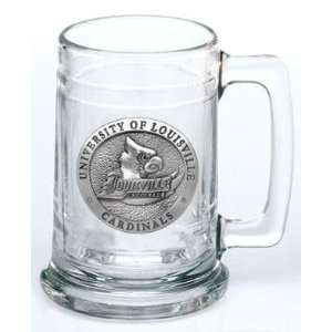  Louisville Cardinals Glass Stein (Beverage Mug) 15 oz 