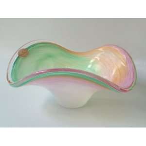  Luscious Murano Sherbet Art Cased Glass Bowl w/Label 