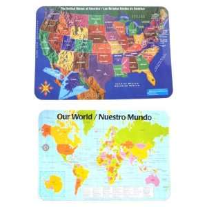   Kids   United States of America Map and Flags & Map of the World Set