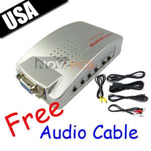   VGA to TV RCA Composite S video Converter Box + 3.5mm Audio Cable Free