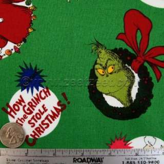 GRINCH FABRIC   Dr. Seuss How The Grinch Stole Christmas Fabric By the 