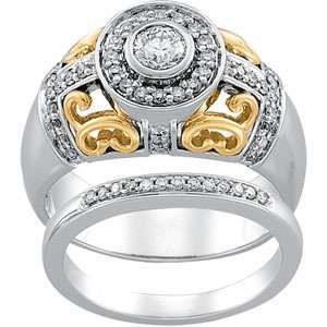  14K Two Tone Gold Diamond Bridal Engagement Ring 