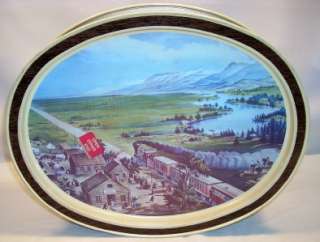 Currier Ives LE Iron Horse Train Oval Double Sided Tin  