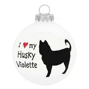  Personalized I ♥ My Husky Glass Ornament