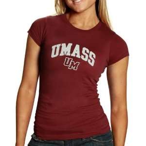   Ladies Maroon Arch Graphic Skinny T shirt (Large)