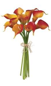 Set 6 Artificial Calla Lily Bouquet Red Orange Yellow  