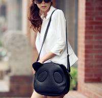 Cute Panda Faux Leather Hobo Purse Handbag Shoulder Bag Black  