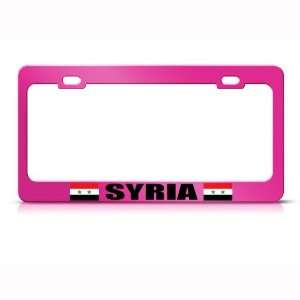 Syria Syrian Flag Pink Country Metal license plate frame Tag Holder