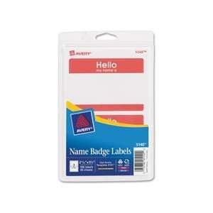    Avery Red Border Print or Write Name Badge Labels