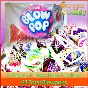 Charms Blow Pop Candy Bubble Gum Lollipop Suckers Assorted Flavors 3 