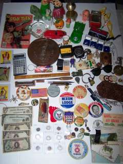 HUGE Junk Drawer lot Coins Stamps Toys Jewelry Watches Cards Pins 