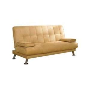  BELLACOR R8112CAM Camel Futon Sofa Bed with Two Pillows 