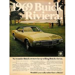 1968 Ad Vintage 69 Buick Riviera GM V8 Power Brakes   Original Print 